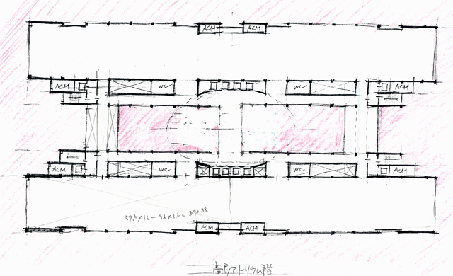建築設計手描きスケッチ画像