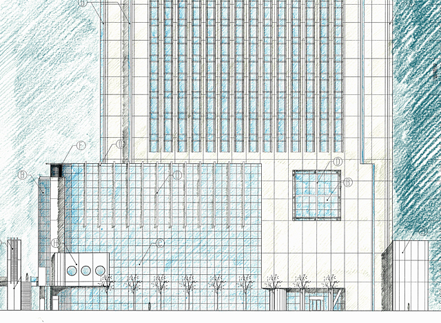 建築設計手描きスケッチ画像